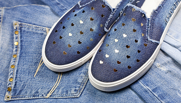 Scarpe Fatte Col Tessuto Jeans